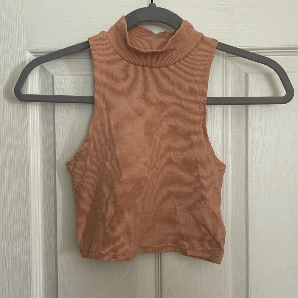 Cropped Mock-Neck Tank Top